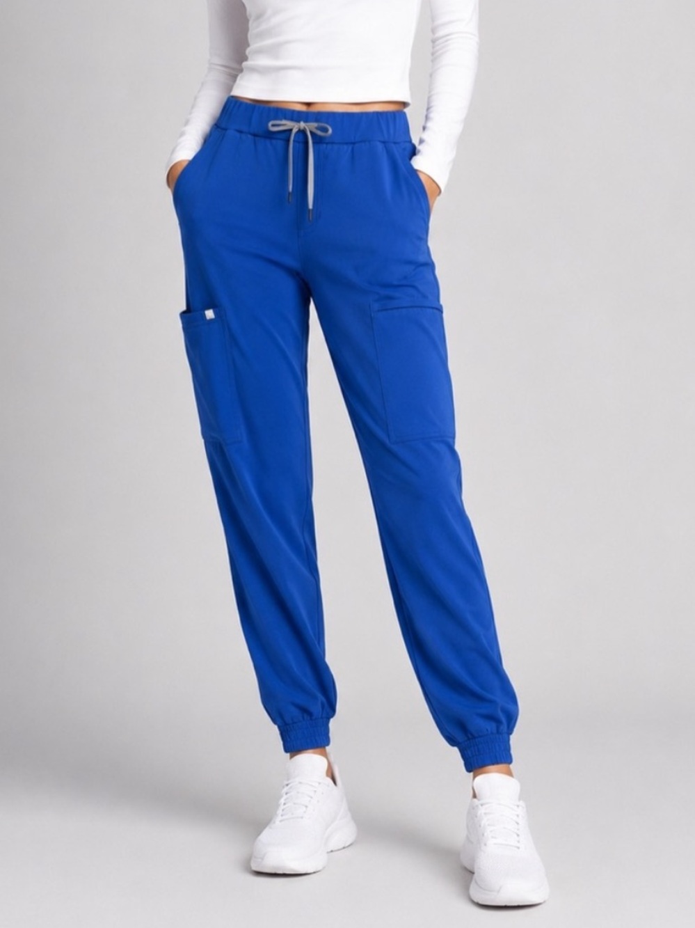 Fabletics High Rise Scrub Jogger Pants XXL/1X Royal Blue Cargo